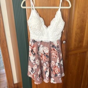 Floral Lace Dress with Spaghetti Straps